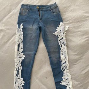 Jeans with Floral Design
